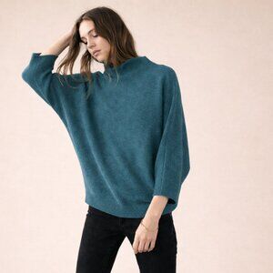 The Reset R Label 100% Wool Funnel Neck Teal Sweater Top L /XL